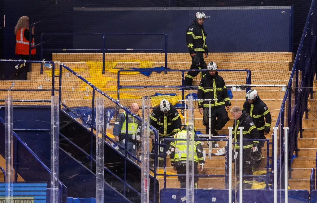 Brandkåren genomsökte SSK:s klacksektion.