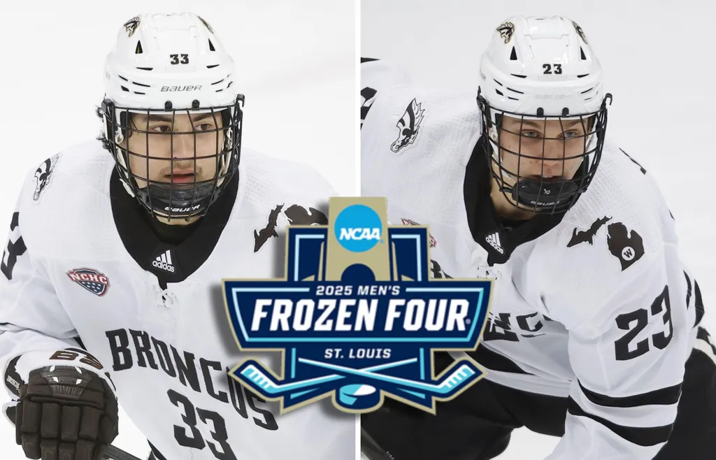 Samuel Sjölund och Liam Valente är amerikanska collegemästare med Western Michigan University.