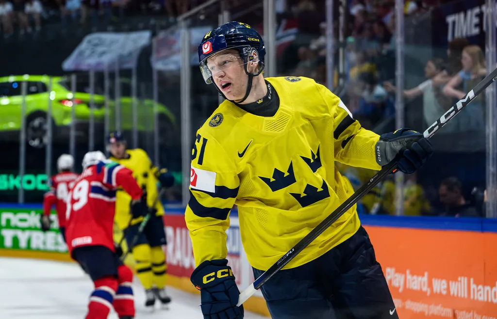 Emil Heineman under VM-mötet med Norge