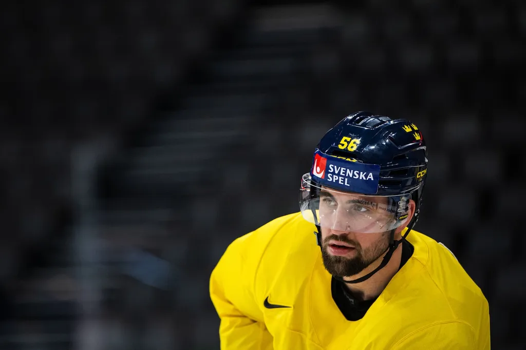 Det är inte mer än ett år sedan Erik Gustafsson spelade VM-hockey för Tre Kronor och gjorde en bra turnering.Photo: Bildbyrån