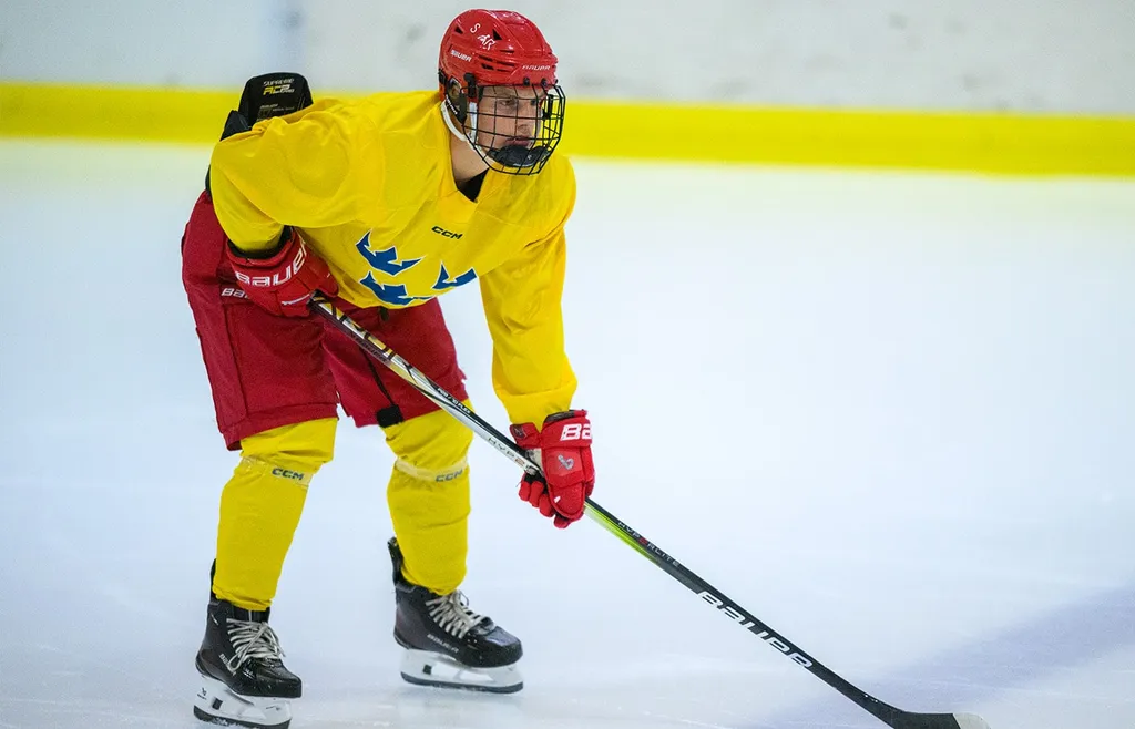 Hugo Hallin under en landslagssamling med Småkronorna (juli 2024)
