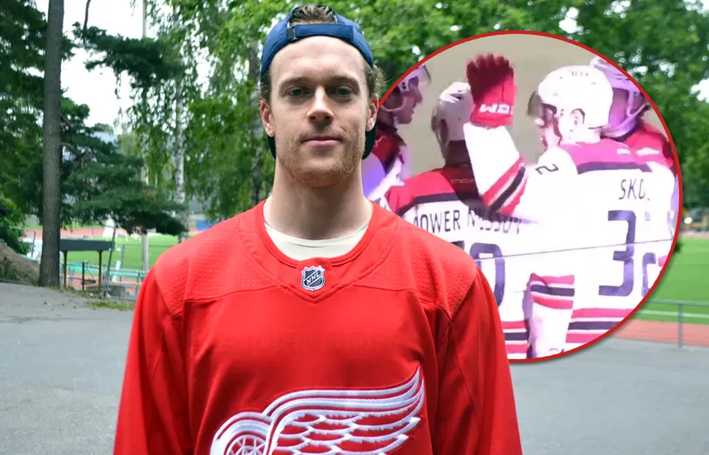 Wilmer Skoog satte i natt sitt första mål för Grand Rapids Griffins. 