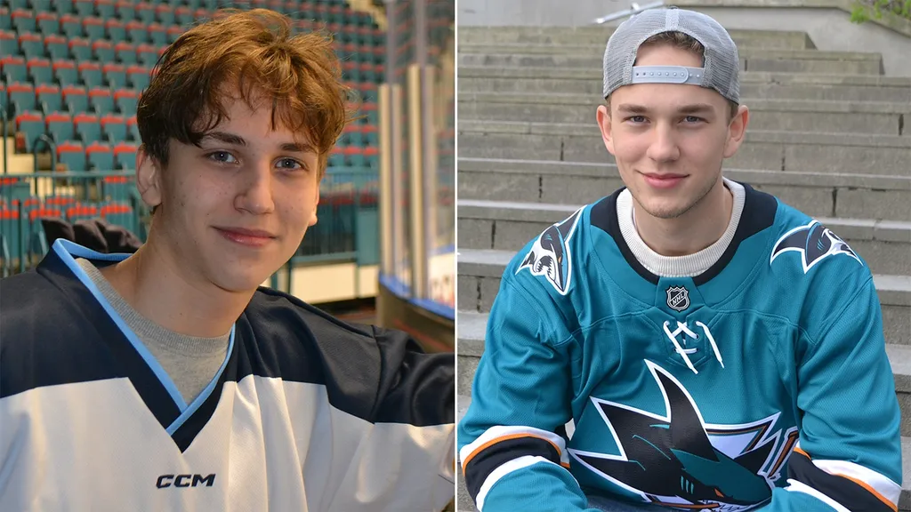 "Fimpen"-sönerna Victor och William Eklund. Victor spelar i Djurgården och är aktuell för nästa års NHL-draft medan William är en etablerad NHL-spelare i San Jose Sharks