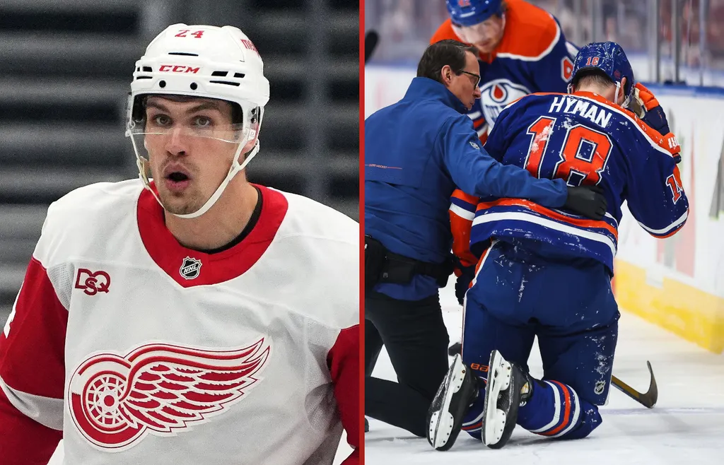 Andreas Englund tacklade Zach Hyman.
