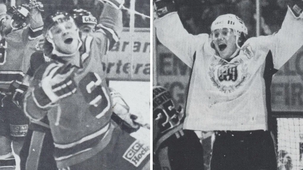Jan Eriksson firar i SSK-tröjan. 