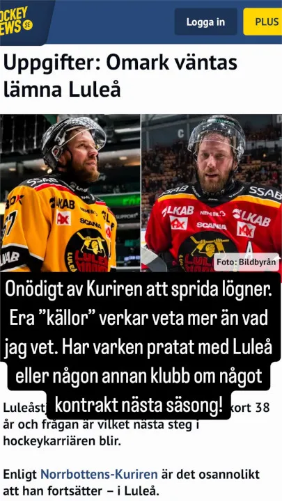 Linus Omarks inlägg på Instagram