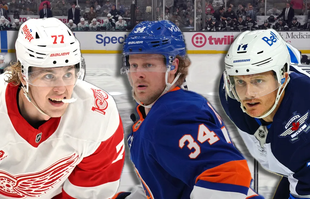 Simon Edvinsson, Adam Boqvist och Gustav Nyquist kliver in i NHL-säsongen utan kontrakt. Foto: Bildbyrån/Imagn Images & Alamy