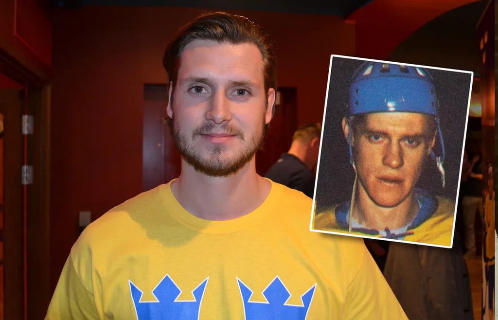 Oliver Ekman Larsson och Kenneth Ekman i den svenska landslagströjan.