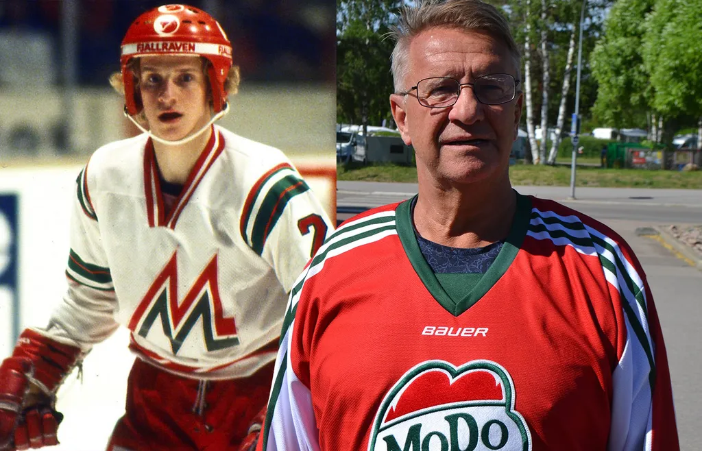 Tomas Jonsson i MoDo-tröja, då och nu. 