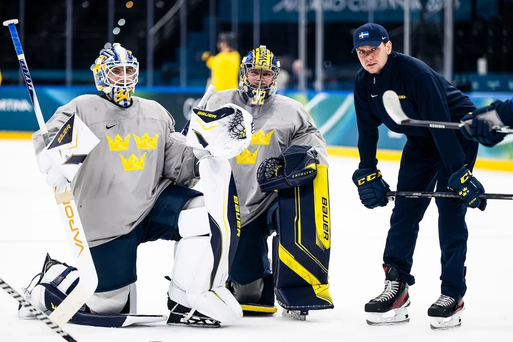 Jesper Wallstedt och Filip Gustavsson tränar, duon som väntas slåss om förstespaden