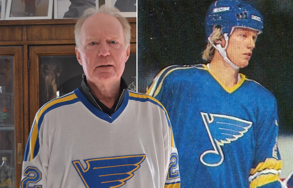 Jörgen Pettersson nu och då i St. Louis Blues-tröjan.