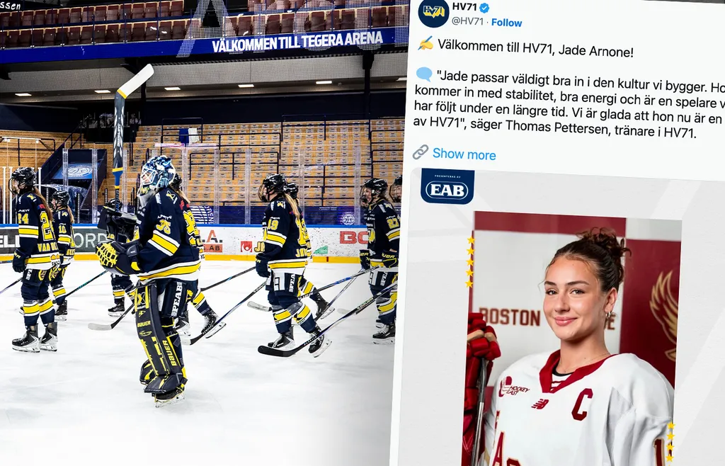 Jade Arnone flyttar till Sverige och HV71. Foto: X (HV71) och Bildbyrån.