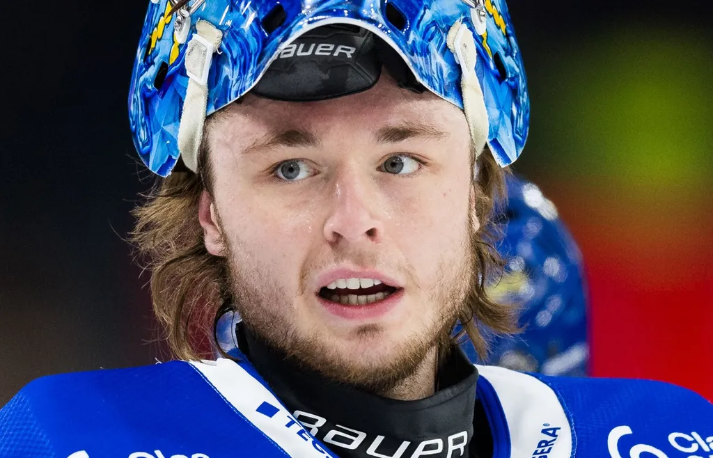 Filip Larsson i Leksands färger under SM-slutspelet 2024