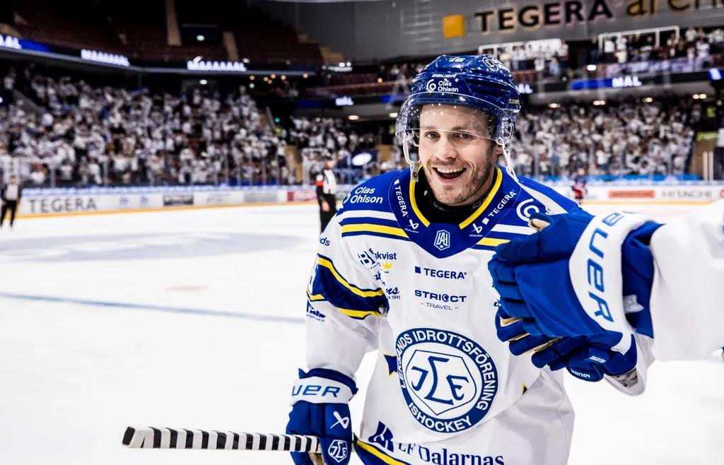 Tyler Kelleher blev matchvinnare för Leksand igen.
Foto: Daniel Eriksson / BILDBYRÃN / COP 173 / DE0375