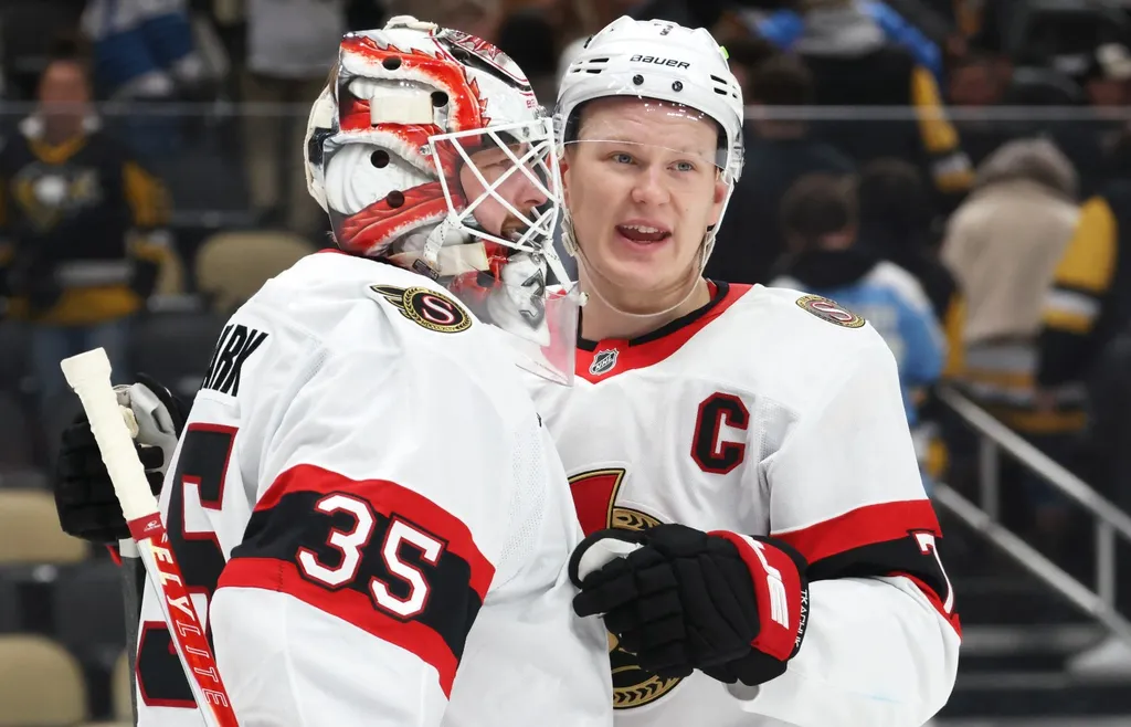 Linus Ullmark och Brady Tkachuk