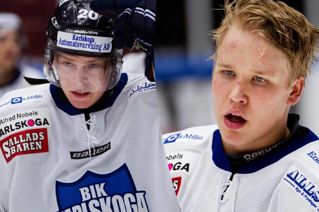 Ken André Olimb och Henrik Larsson i Karlskoga 2012/13, detta i en match i Malmö mot Redhawks