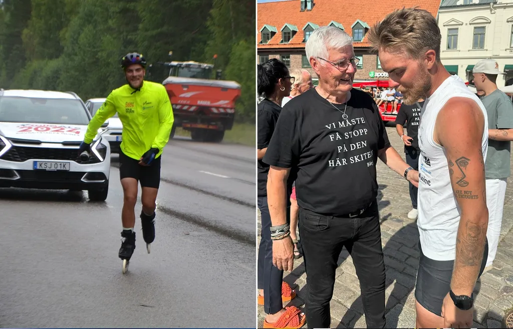 Oliver Eriksson åkte inlines från Kiruna till Ystad för att samla in pengar till stiftelsen