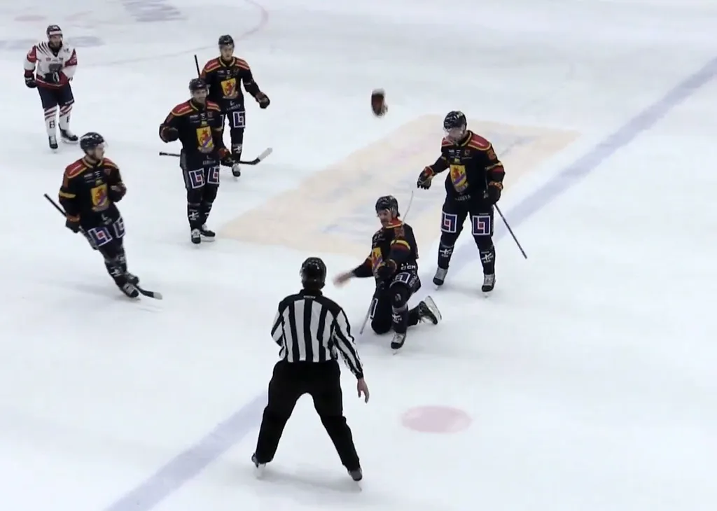 Robin Höglund jublade högst under Mariestads 4-2-seger över Borås. Foto: Skärmdump