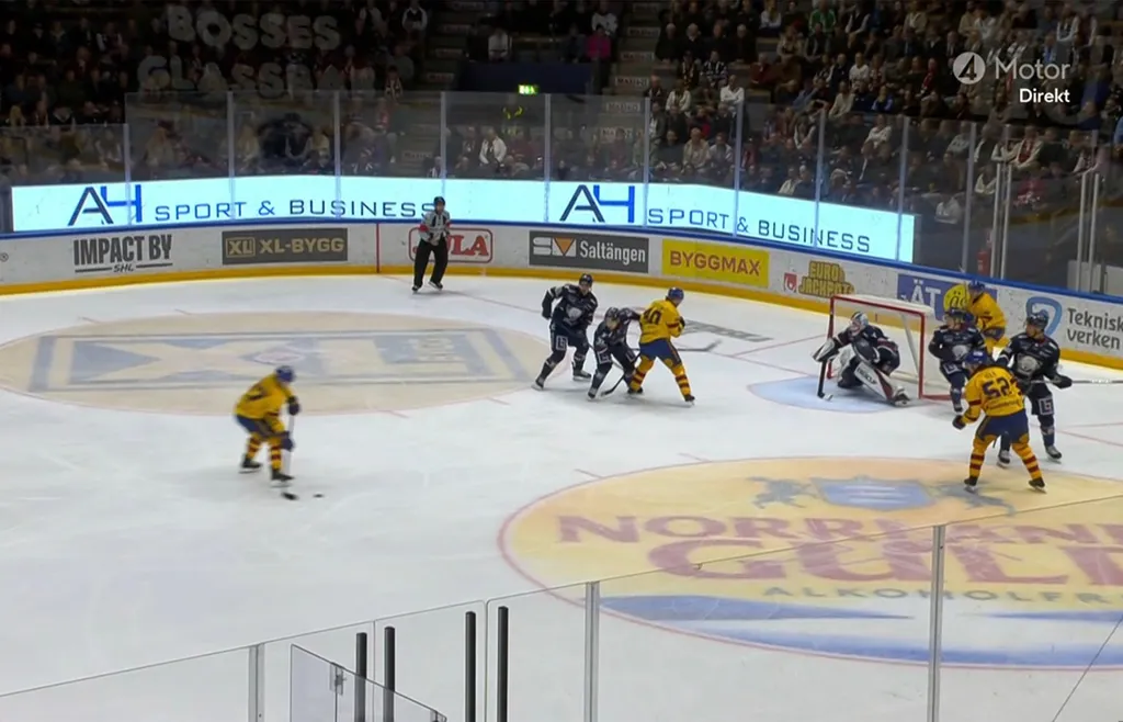Fyra LHC-spelare står i knät på sin egen målvakt