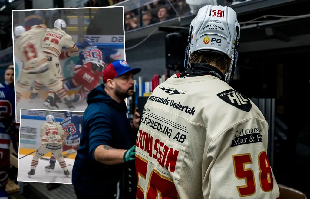 Hugo Jonasson stängs av för tacklingen.