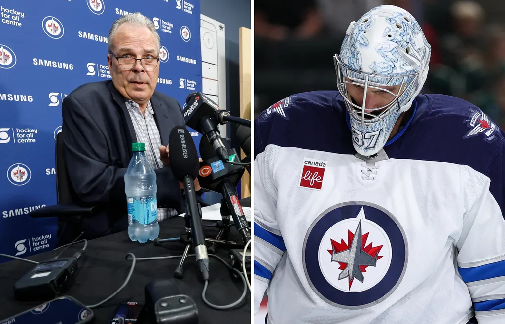 Kevin Cheveldayoff är lättad efter att Winnipeg Jets lyckats skeppa i väg den missnöjde målvakten Connor Hellebuyck till New Jersey Devils. Foto: Alamy/Canadian Press & Bildbyrån/Imagn Images