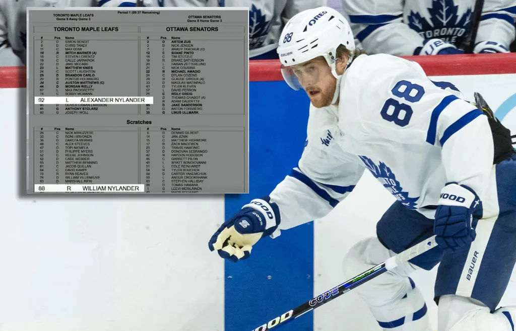 William Nylander hade felaktigt blivit satt utanför Toronto Maple Leafs laguppställning inför nattens match mot Ottawa Senators