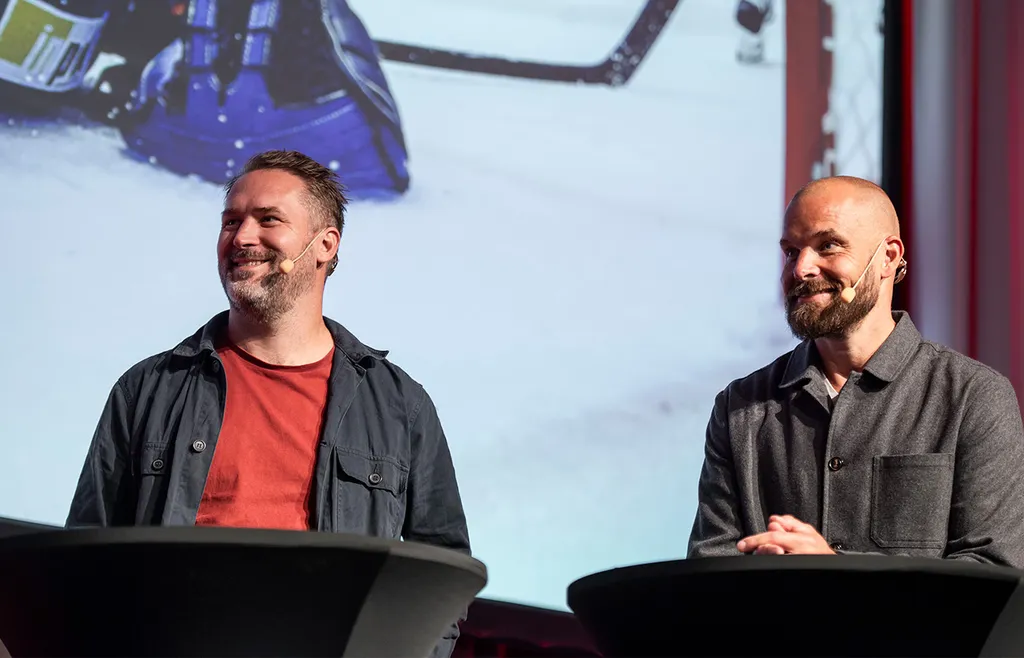 Johan Ekberg och Sanny Lindström under SHL:s upptaktsträff