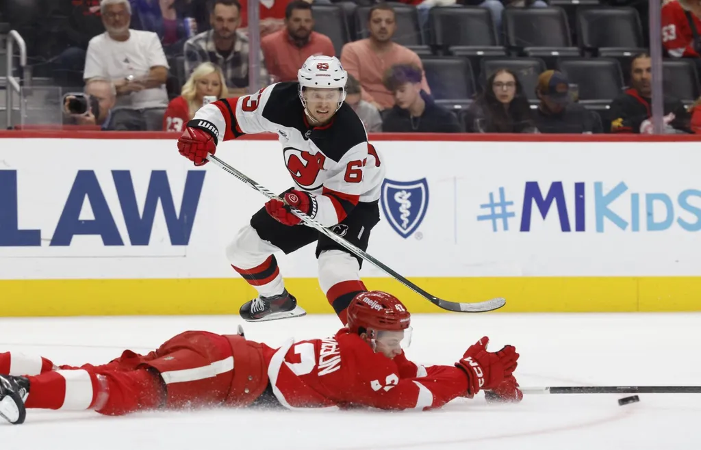 Jesper Bratt stod för tre poäng i nattens seger mot Detroit.
Foto: Bildbyrån
