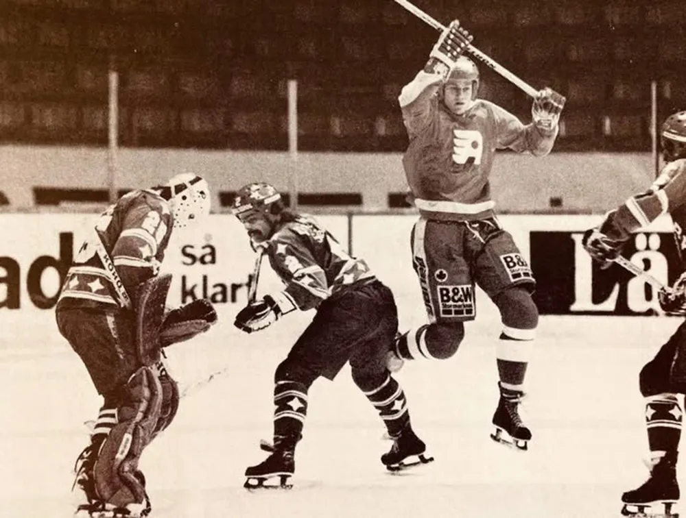 Pelle Lindberth, Hans Malm och Janne Claesson under Canada Cup