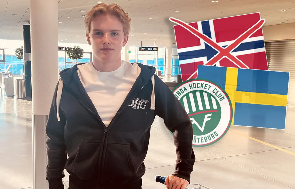 Axel Brøngel-Larsson valde bort norska landslaget för Sverige. Här inför resan till USA och U18-VM