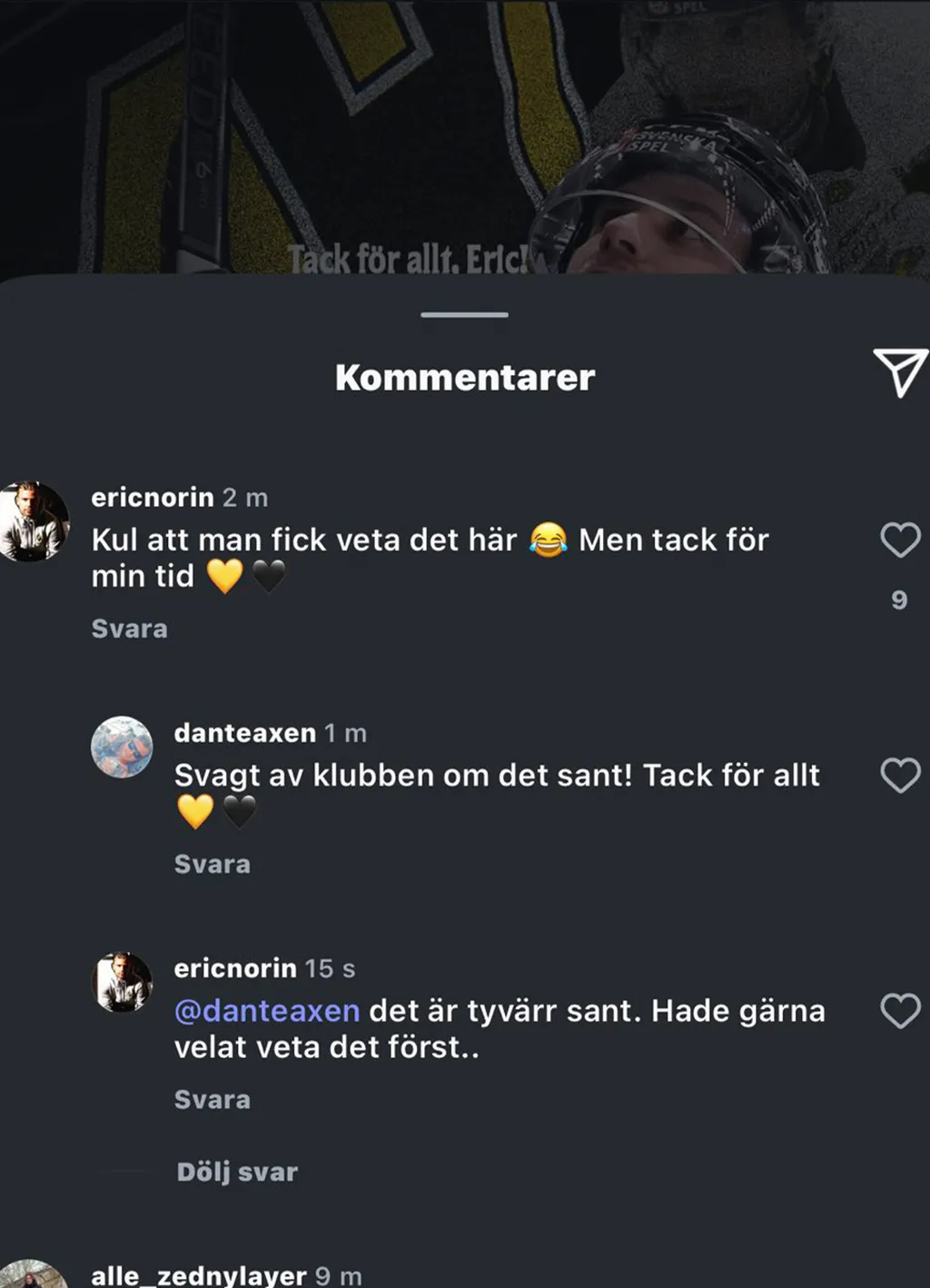 Skärmdump av AIK:s Instagram.