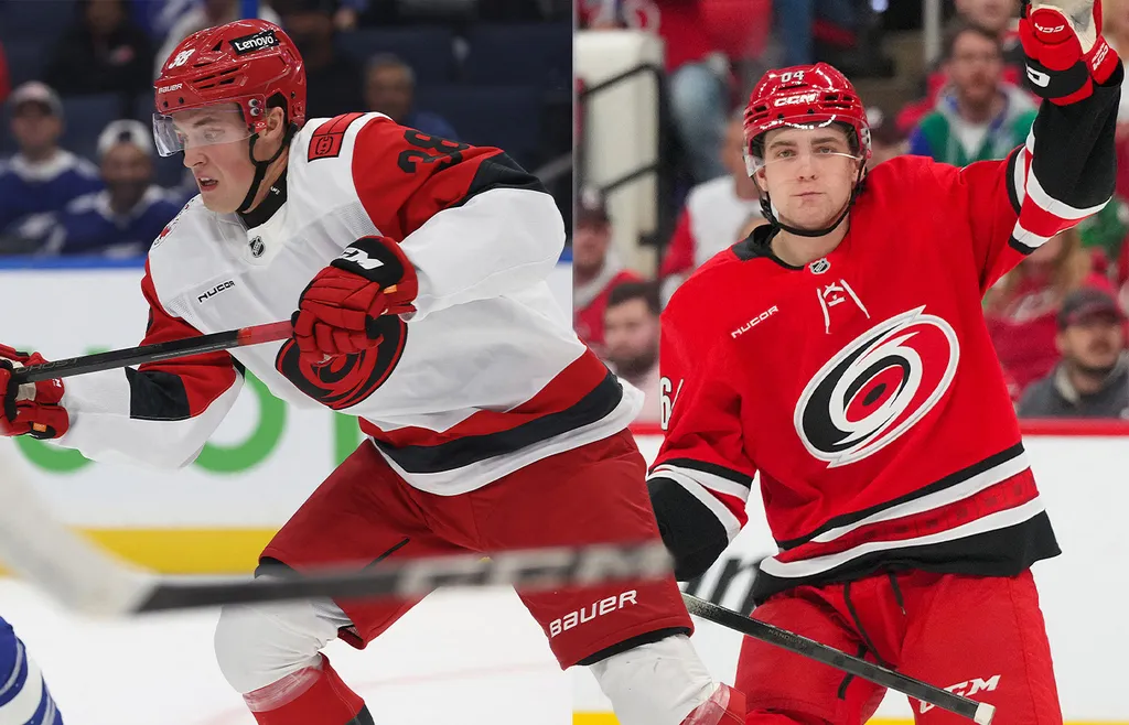 Noel Gunler och Joel Nyström i Carolina Hurricanes.