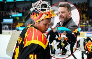 Erik Källgren svarar efter Charles Berglunds utspel mot Brynäsmålvakten.