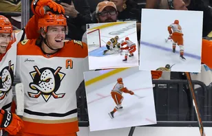 Leo Carlsson stod för en stark premiär i NHL.