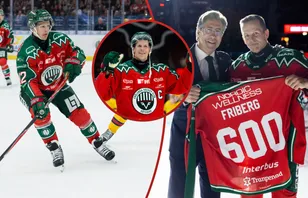 Max Friberg hyllades för sina 600 spelade matcher i Frölunda.