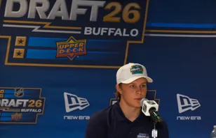 Ivar Stenberg mötte pressen i Buffalo under torsdagen.