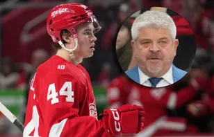 Axel Sandin Pellikka har haft svårt att vinna Todd McLellans förtroende i Detroit den här säsongen. Foto: AP Photo/Paul Sancya & Bildbyrån/Imagn Images