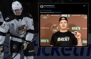 Theodor Niederbach har gjort sitt första AHL-mål för Hershey Bears. Foto: Hershey Bears via X