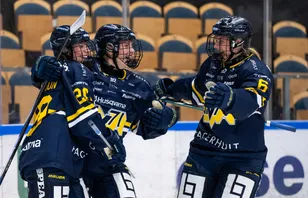 Thea Johansson och hennes lagkamrater i HV71 fick jubla i mötet med Djurgården.
Foto: David Wreland / BILDBYRÅN
