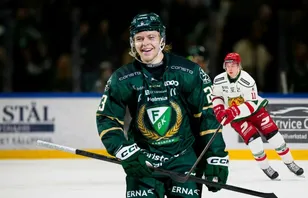 Mikkel Eriksen gjorde första SHL-målet efter ett hektiskt dygn.
Foto: Bildbyrån/montage