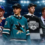 Nydraftade svenska talanger som Malte Gustafsson, Ivar Stenberg, Elton Hermansson och Viggo Björck kommer att få chansen att bekanta sig med sina NHL_klubbar den här veckan. Foto: Bildbyrån & Alamy (montage)