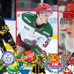 Edvin Isén, Hugo Hallin och Oliver Dejbjerg Larsen är tre spelare att hålla koll på i Hockeyallsvenskan. 
Foton: Bildbyrån